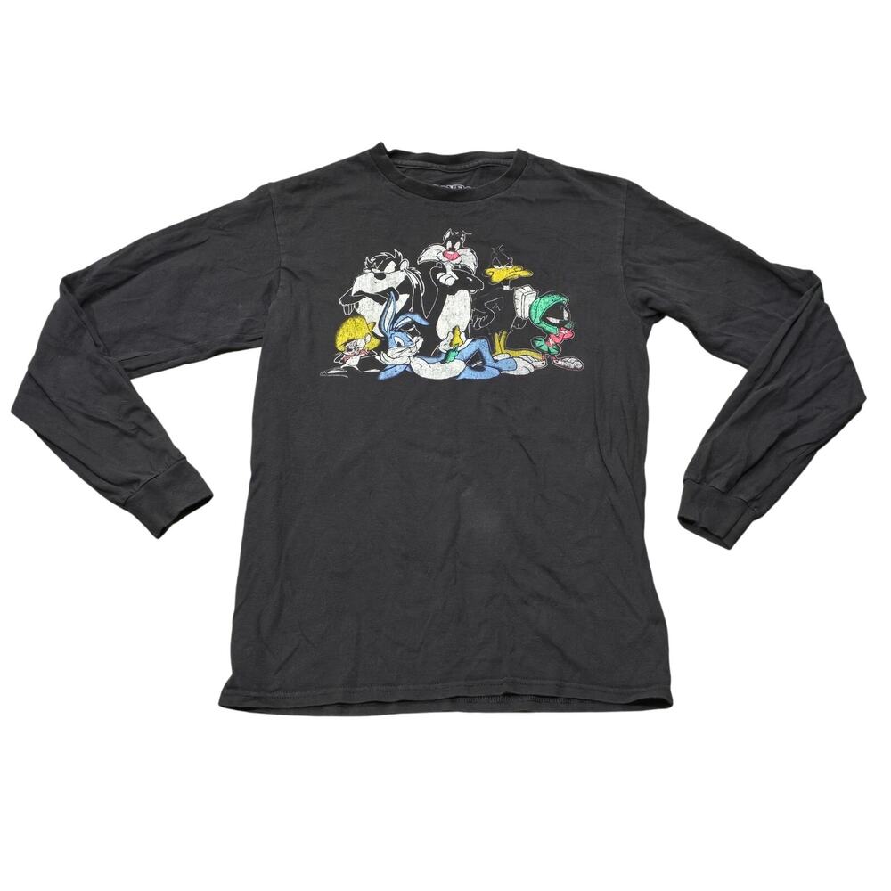 Looney Tunes Characters Distressed Group Shot Long Sleeve Graphic T Shirt Top